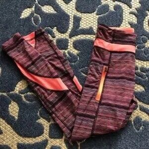 Striped Leggings with Orange Accents